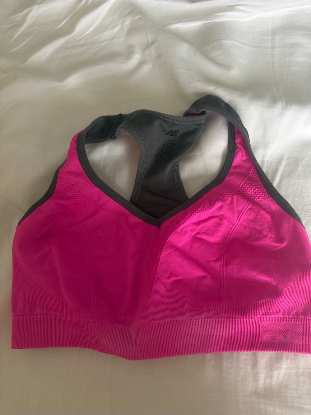 New Balance Hot Pink and Gray Racerback Sports Bra